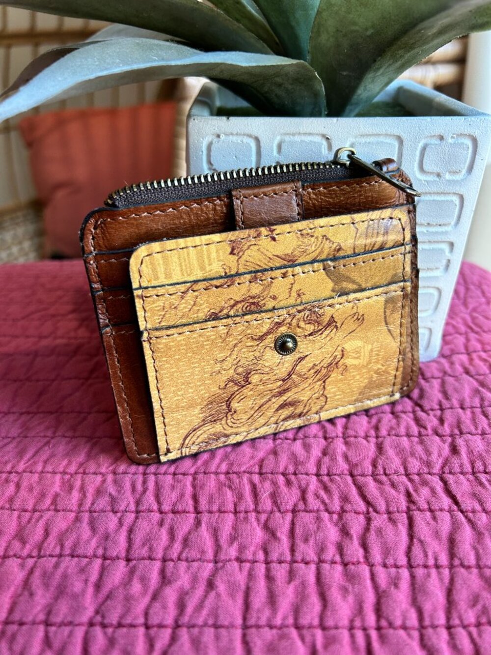 Patricia Nash Leather Folding Cardholder Wallet w/ Zip Coin Pocket – Like New - Picture 3 of 5